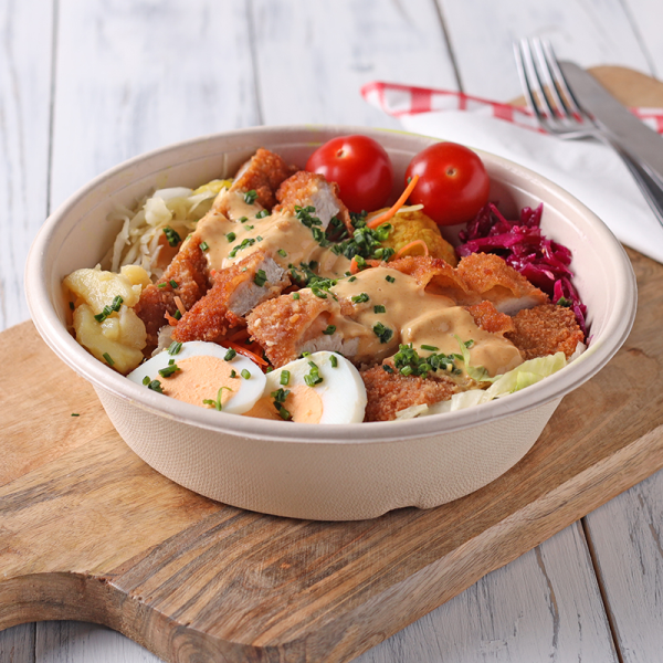 Bowl mit Schnitzel