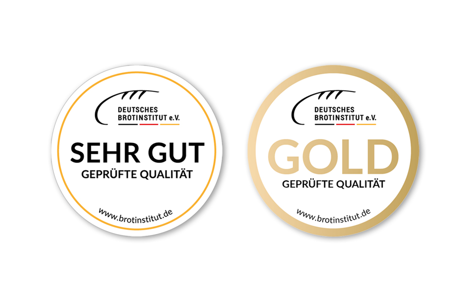 Qualitäts-Siegel "Sehr gut" und "Gold" vom Deutschen Brotinstitut